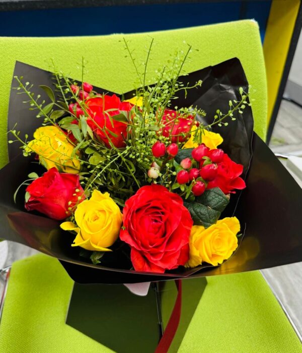 Valentine’s Day flowers arranged in a beautiful bouquet, delivered fresh in London.